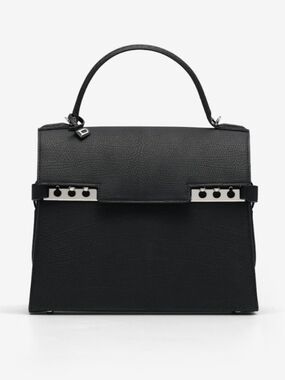 Delvaux Tempete MM Black Purse Handbag Luxury Leather  Sculptured Bag Authentic